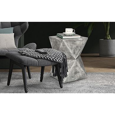 Concrete Stool Accent Table Patio Side Table End Table, Light Gray