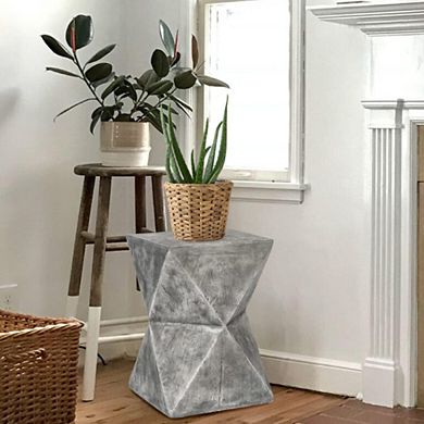 Concrete Stool Accent Table Patio Side Table End Table, Light Gray