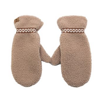 Women's Bearpaw Teddy Cozy Mittens With Faux Fur Lining
