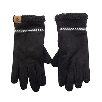 Women's Bearpaw Faux Suede Gloves With Faux Shearling Lining