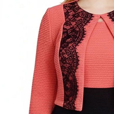 Lace-Detail 2 Piece Textured Knit Dress Set