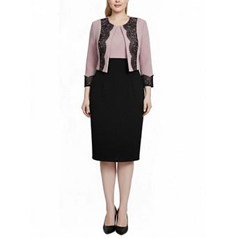 Lace-Detail 2 pc Textured Knit Dress Set