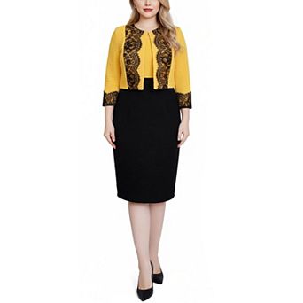 Lace-Detail 2 pc Textured Knit Dress Set