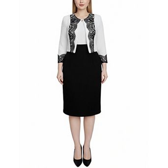 Lace-Detail 2 pc Textured Knit Dress Set