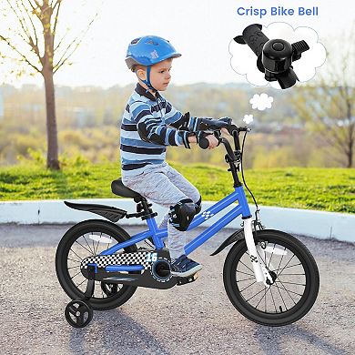 16 Inch Kids Bike With Training Wheels Adjustable Seat And Dual Brakes