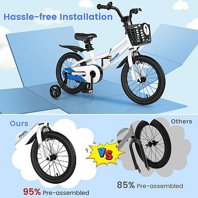 16 Inch Kids Bike With Training Wheels Adjustable Seat And Dual Brakes