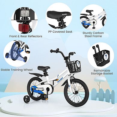 16 Inch Kids Bike With Training Wheels Adjustable Seat And Dual Brakes