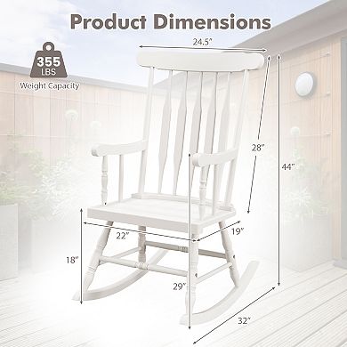 Rocking Chair with Solid Wooden Frame for Garden and Patio-White