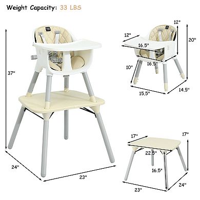 4 In 1 Convertible High Chair And Toddler Table Chair Set