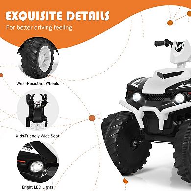 12V Kids Electric ATV with LED Lights and Treaded Tires