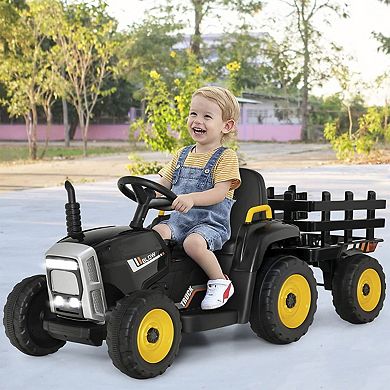 12V Ride on Tractor with 3-Gear-Shift Ground Loader for Kids 3+ Years Old