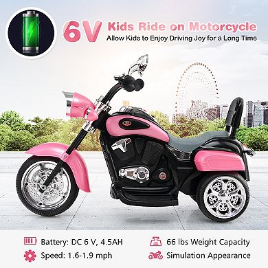 6V Toddler 3-Wheel Chopper Style Ride-On Motorcycle with Horn and Headlight