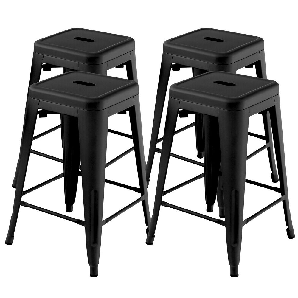 24 Inch Counter Height Bar Stools Set Of 4 Stackable Metal Chairs
