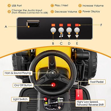 12V Yellow Kids Ride-On Road Roller with 2.4G Remote