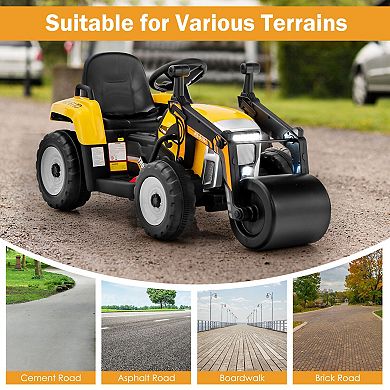 12V Yellow Kids Ride-On Road Roller with 2.4G Remote