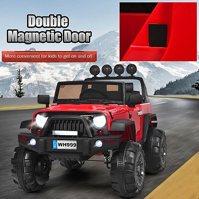12V Kids Ride On Truck with Remote Control and Double Magnetic Door-Red