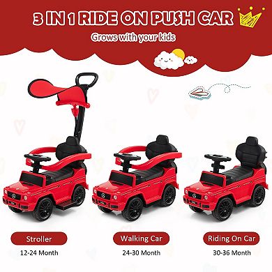 3-in-1 Mercedes-Benz G350 Ride-On Push Car with Canopy - Red