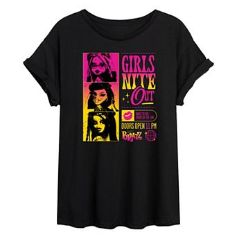 Juniors' Bratz Girls Nite Out Oversized Tee
