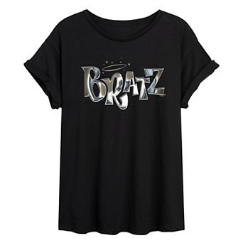 Juniors' Bratz Chrome Logo Oversized Tee