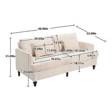 GOODSILO Modern Upholstered Loveseat Sofa with Solid Wood Frame and Removable Cushions