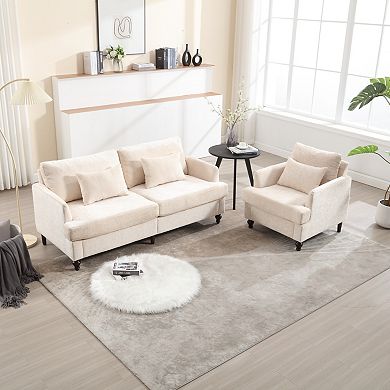 GOODSILO Modern Upholstered Loveseat Sofa with Solid Wood Frame and Removable Cushions