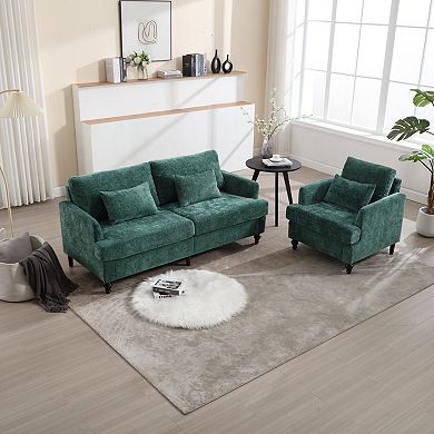 GOODSILO Modern Upholstered Loveseat Sofa with Solid Wood Frame and Removable Cushions