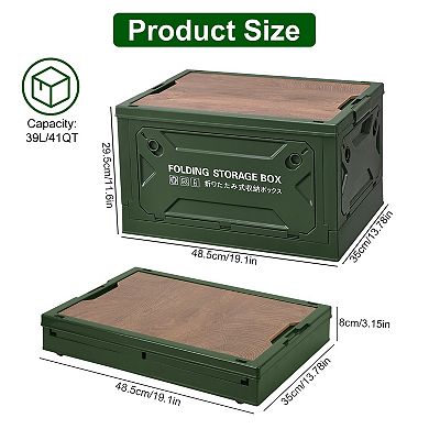 Folding Storage Bin Collapsible Organizer Box with Lockable Doors & Wheels