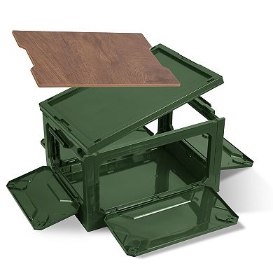 Folding Storage Bin Collapsible Organizer Box with Lockable Doors & Wheels