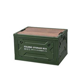 Folding Storage Bin Collapsible Organizer Box with Lockable Doors & Wheels