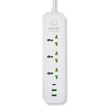 Power Strip w/ 3 Outlets, USB-A & USB-C, 5.9FT Cord