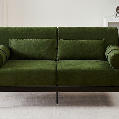 GOODSILO Modern Loveseat Sofa with USB Ports and Cylindrical Armrests