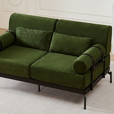GOODSILO Modern Loveseat Sofa with USB Ports and Cylindrical Armrests