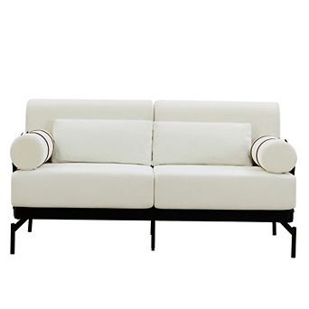 GOODSILO Modern Loveseat Sofa with USB Ports and Cylindrical Armrests
