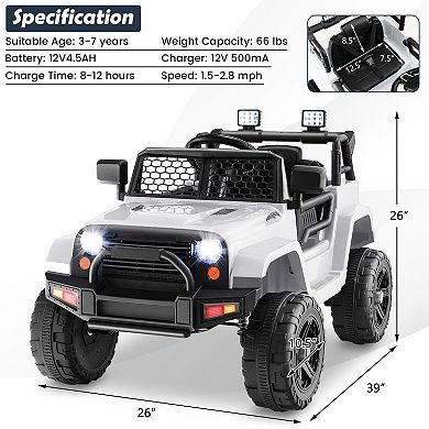 12V Kids Ride On Truck with Remote Control and Headlights