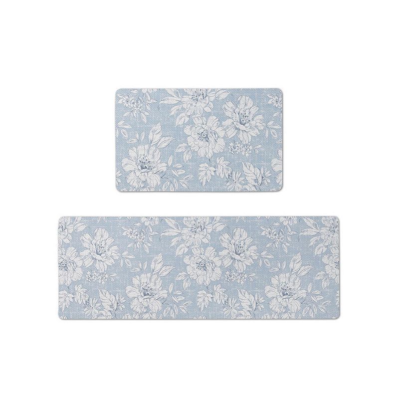 Laura Ashley Iris Wellness Mats, 17.5" X 60" - Light Blue
