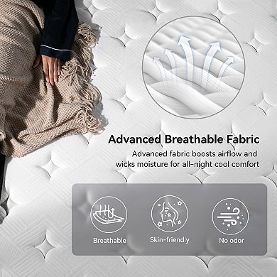 BURFLY 1977 10In. Medium Hybrid Mattress Memory Foam & Innerspring Support, CertiPUR-US Certified