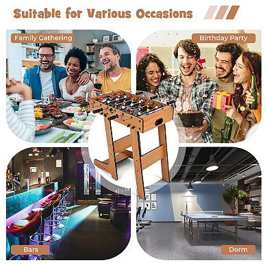 Compact Tabletop Foosball Game with Dual Handles and 2 Balls