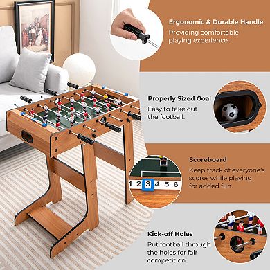 Compact Tabletop Foosball Game with Dual Handles and 2 Balls