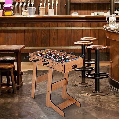 Compact Tabletop Foosball Game with Dual Handles and 2 Balls