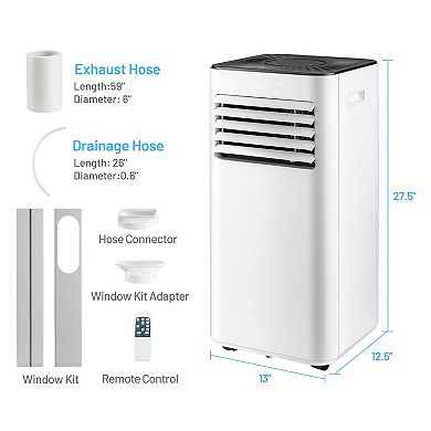 10000 BTU Portable Air Conditioner with Dehumidifier - White