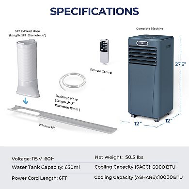 10000 BTU Portable Air Conditioner 4 In 1 Cooling Unit