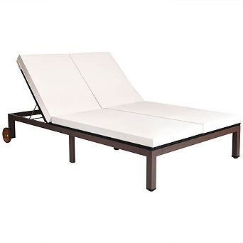 2 Person Patio Chaise Lounge Chair With Adjustable Backrest