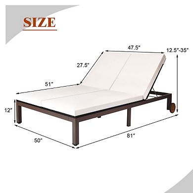 2 Person Patio Chaise Lounge Chair With Adjustable Backrest