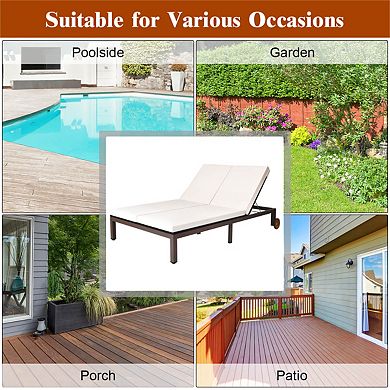2 Person Patio Chaise Lounge Chair With Adjustable Backrest