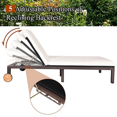 2 Person Patio Chaise Lounge Chair With Adjustable Backrest