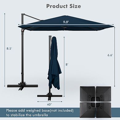 9.5 Feet Square Patio Cantilever Umbrella with 360° Rotation