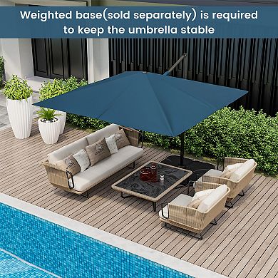 9.5 Feet Square Patio Cantilever Umbrella with 360° Rotation
