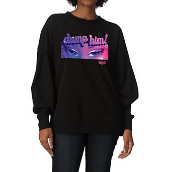 Women's Bratz Dump Him! Graphic Oversized Fleece Crew Sweatshirt