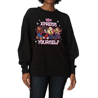 Women's Bratz Xpress Yourself Oversized Fleece Crew Sweatshirt