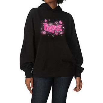 Women's Bratz Butterfly Logo Oversized Fleece Hoodie Sweatshirt
